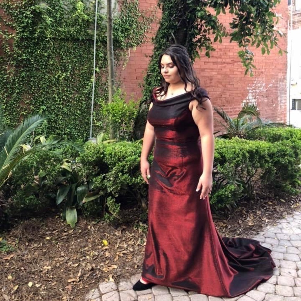 Red and Black iridescent formal dress